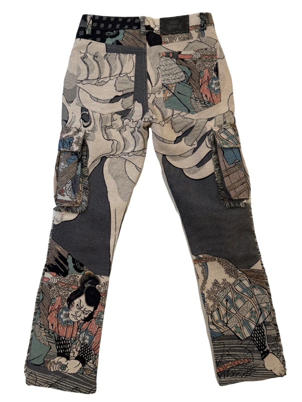 Ukiyo-e Samurai Tapestry Cargo Pants Sz 30 NWT Rebel Vengeance Y2K - Picture 8 of 16